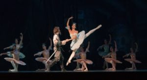 Group of People Ballet Dancing on Stage in a Theatre