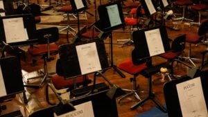 Band Room with Sheet Music on Stands